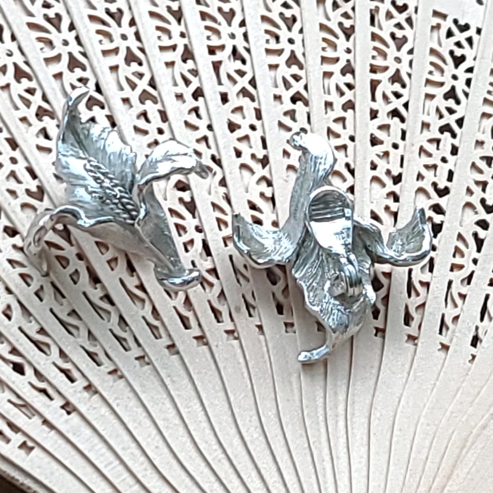 Monet Silver Floral Earrings
